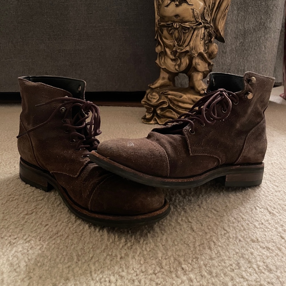 Thursday Boot Co. Captain Boots Dark Olive Weathersafe Suede Men's Size 9.